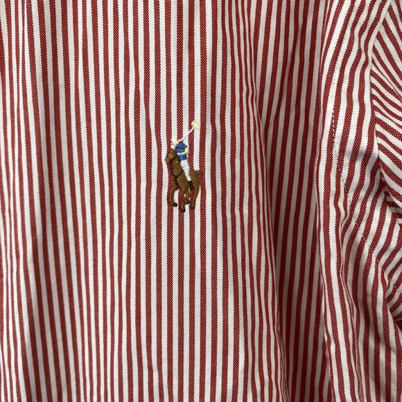 Ralph Lauren Dress Shirt Mens Large Striped Classic Fit Button Down Flesh Pony - Picture 2 of 10